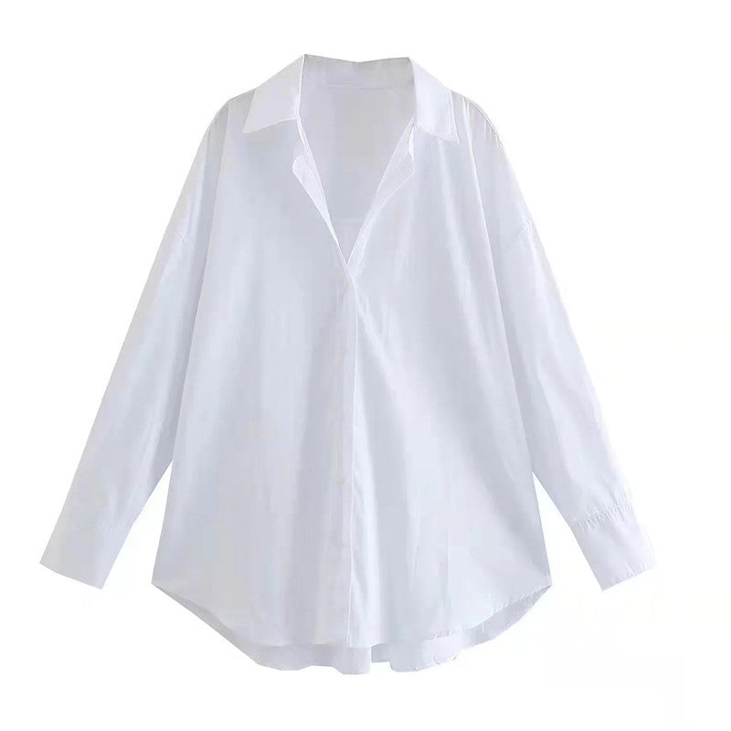 Women's Street Fashion Urban Casual Poplin Shirt Blouses