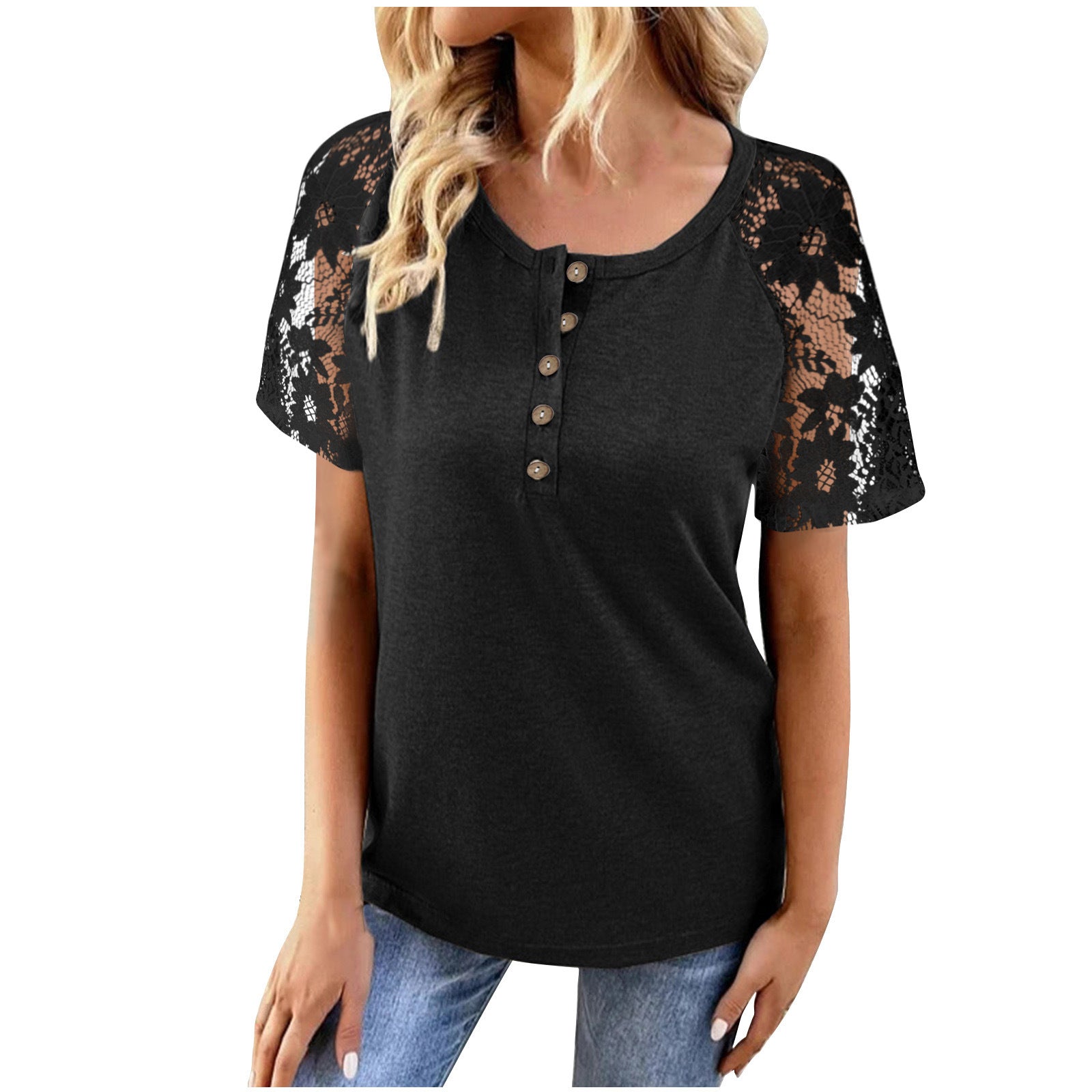 Women's Classy Wear Hollow Stitching Short-sleeved Blouses