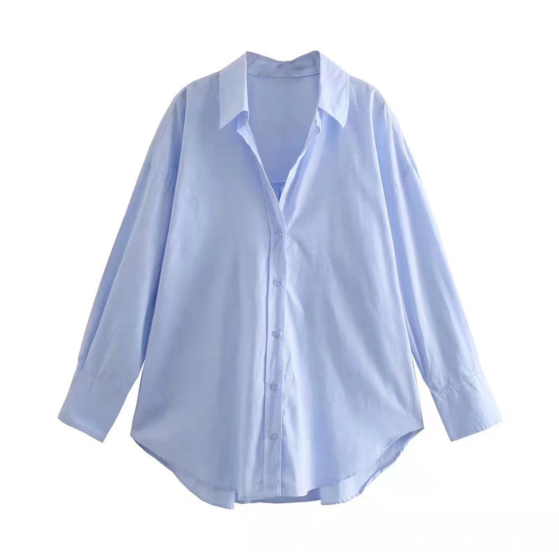 Women's Street Fashion Urban Casual Poplin Shirt Blouses