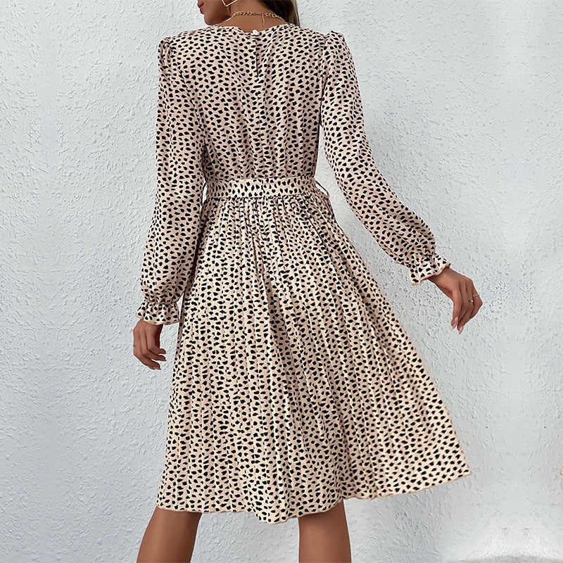 Women's Long-sleeved Autumn Lace Printing Fashion Dress Dresses