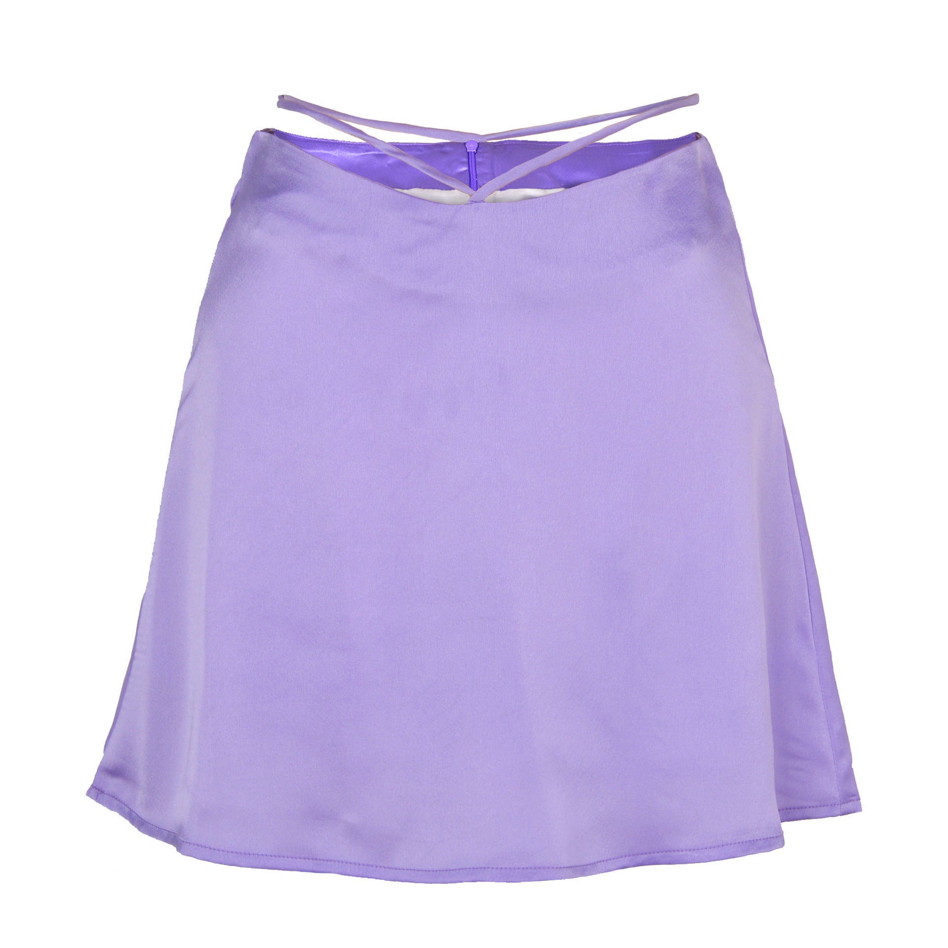 Jupes à lacets sexy en satin de couleur unie pour femmes