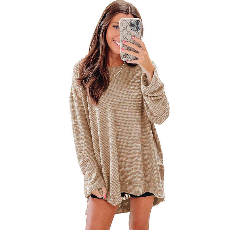 Women's Solid Color Loose Long Leisure Pullover Sweaters