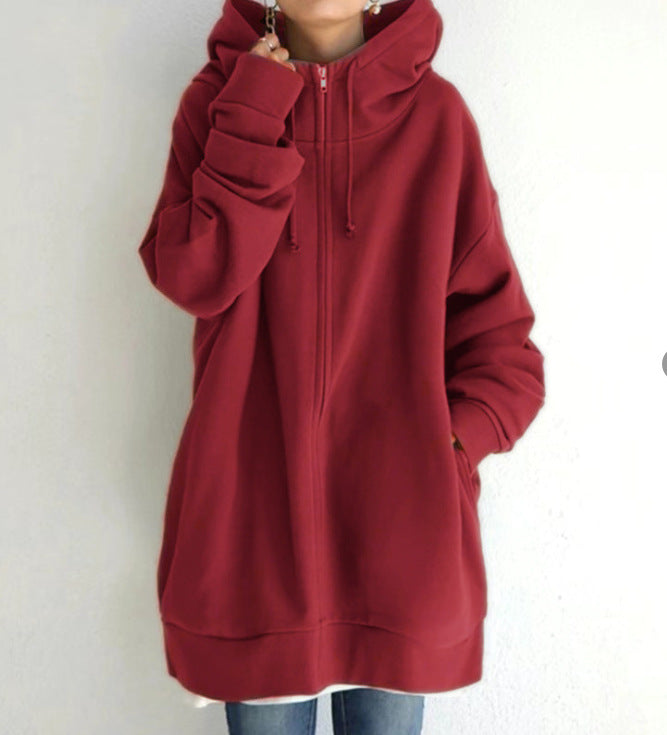 Personality Street Hoodies Zipper Hooded Long Sweaters