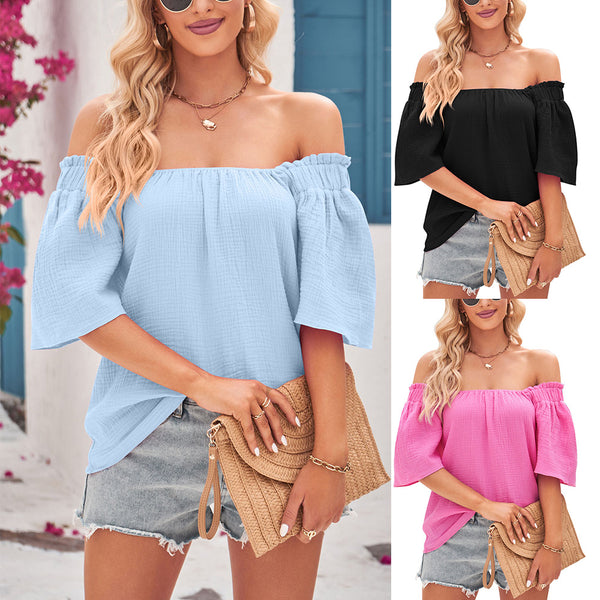 Einzigartige, schulterfreie, kurzärmelige, elegante Sommerblusen für Damen