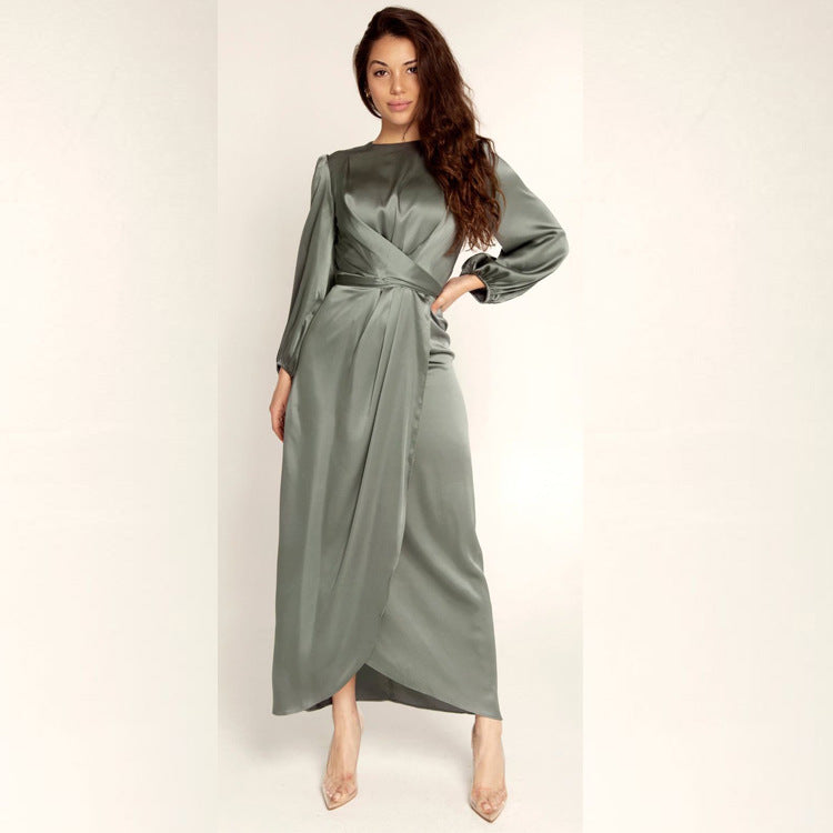 Women's Versatile Soft Waist Satin Dress Dresses