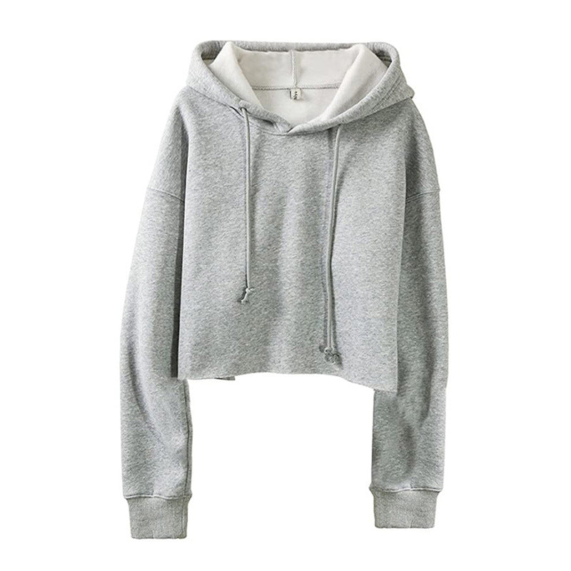 Women's Sports Fleece-lined Pullover Hoodie Personality Bare Sweaters