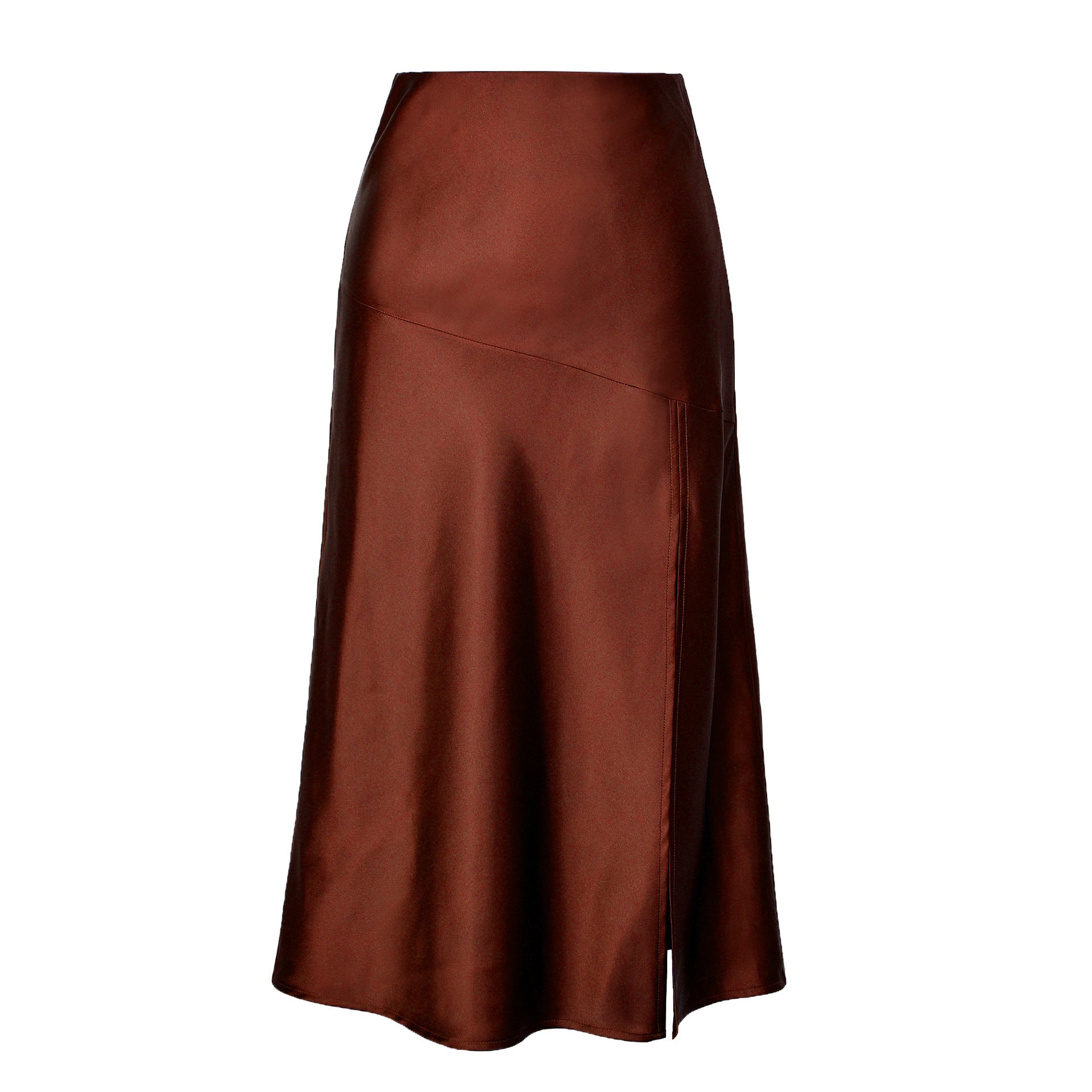 Women's Satin High-end Silky Pure Color Split Long Skirts