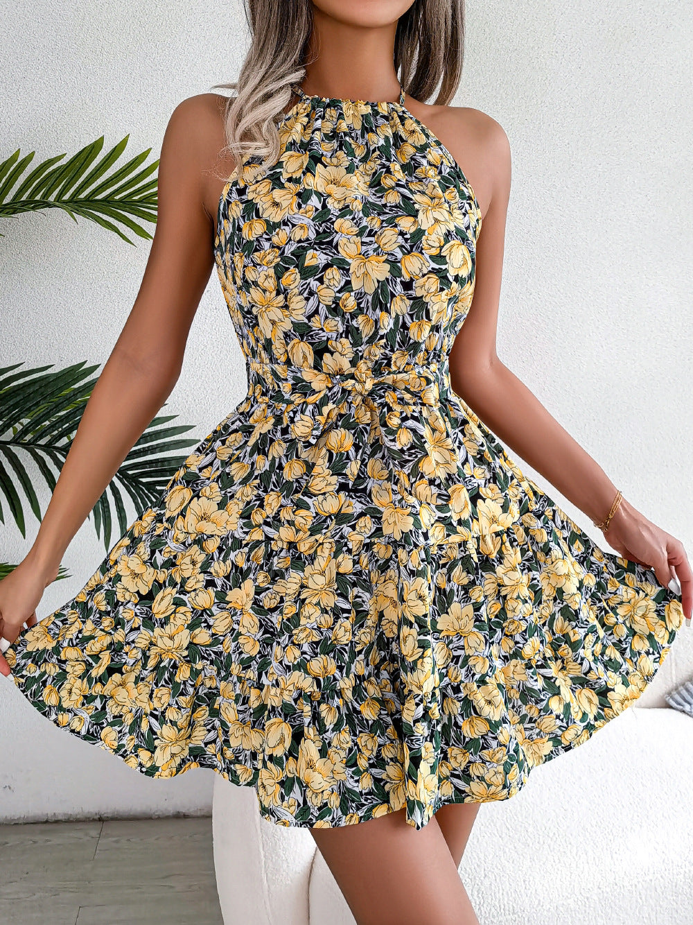 Women's Style Ruffled Large Swing Floral Vacation Dresses