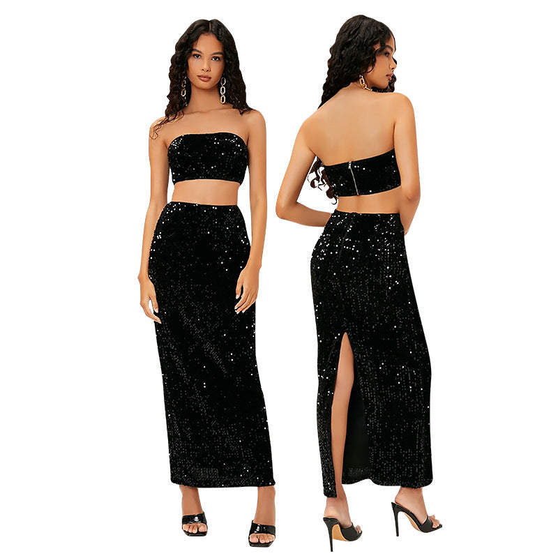 Women's Split Backless Casual Tube Sequined Hot Suits