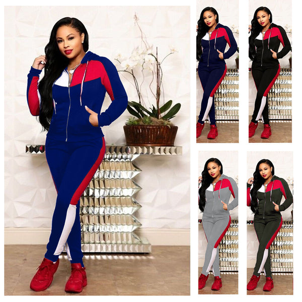 Women's Graceful Fashion Stitching Casual Sports Suits