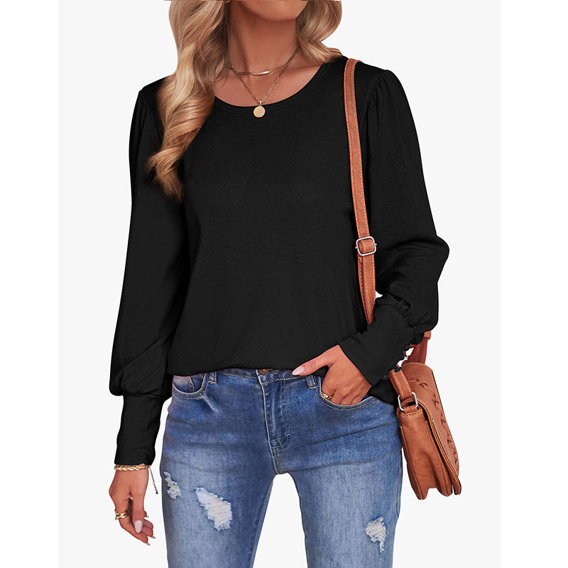 Women's Loose Puff Sleeve Button Long Blouses