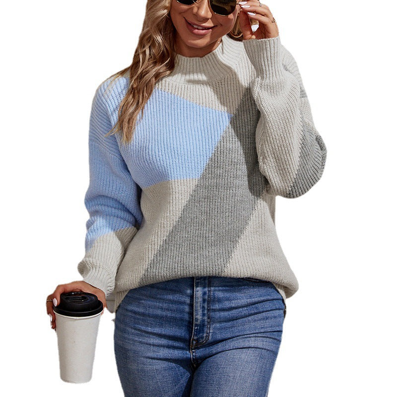 Classy Women's Half Turtleneck Color Knitted Sweaters