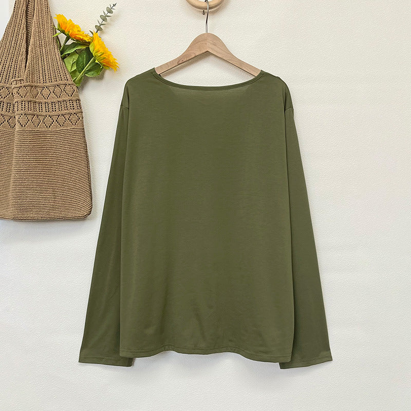 Women's T-shirt Solid Color Long Sleeve Blouses