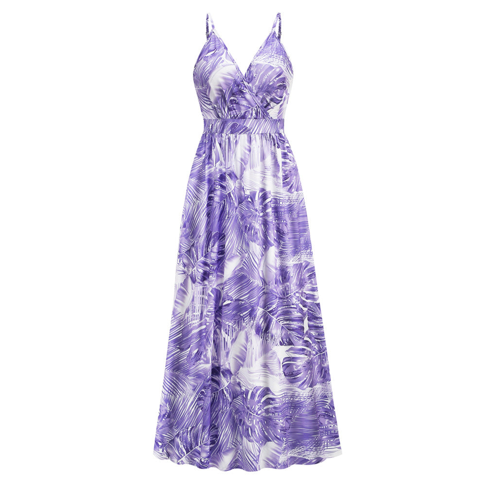 Women's Bohemian Printed Maxi Sexy V-neck Dresses