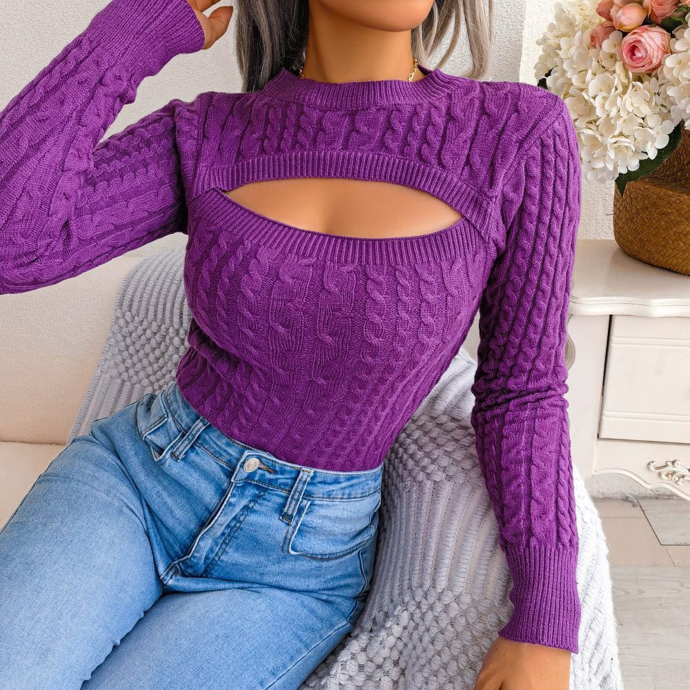 Women's Fashion Hollowed-out Twist Long Sleeve Sweaters