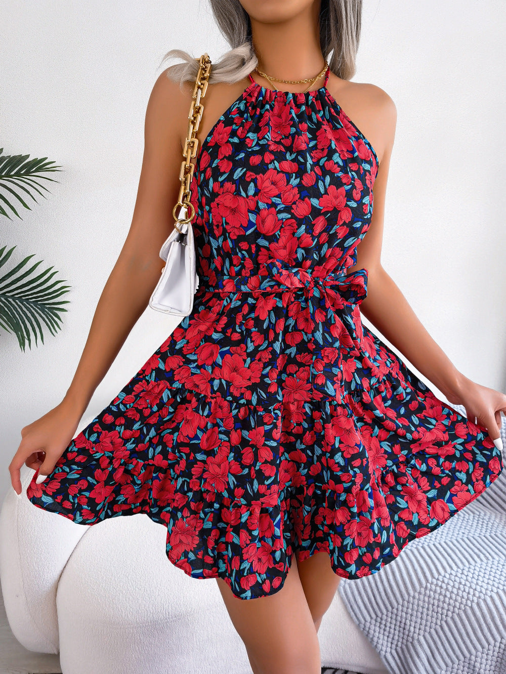 Women's Style Ruffled Large Swing Floral Vacation Dresses