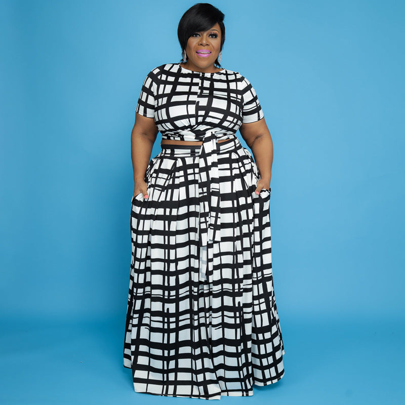 New Creative Women's Two-piece Multi-color Printing Plus Size