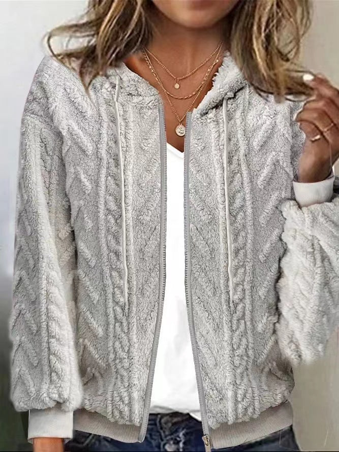 Women's Comfort And Casual Hooded Jacquard Long-sleeved Sweaters