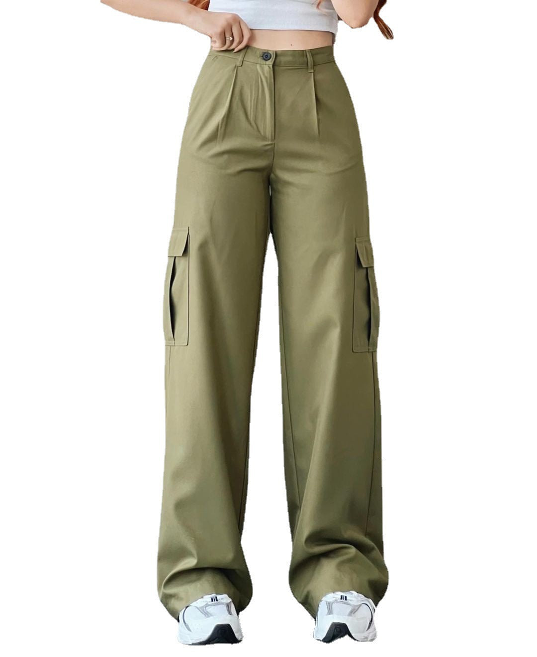 Mid-waist Three-dimensional Pocket Trousers Tight Waist Pants