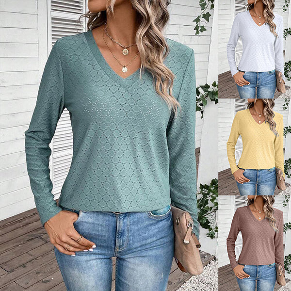 Women's Autumn Casual Solid Color And Long-sleeved Blouses