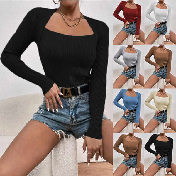 Charming Women's Slim-fit Long-sleeved Knitted Shirt Sweaters