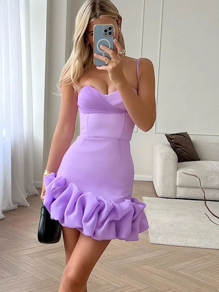 Women's Summer Sexy Pleated Slip Dress Slim Dresses