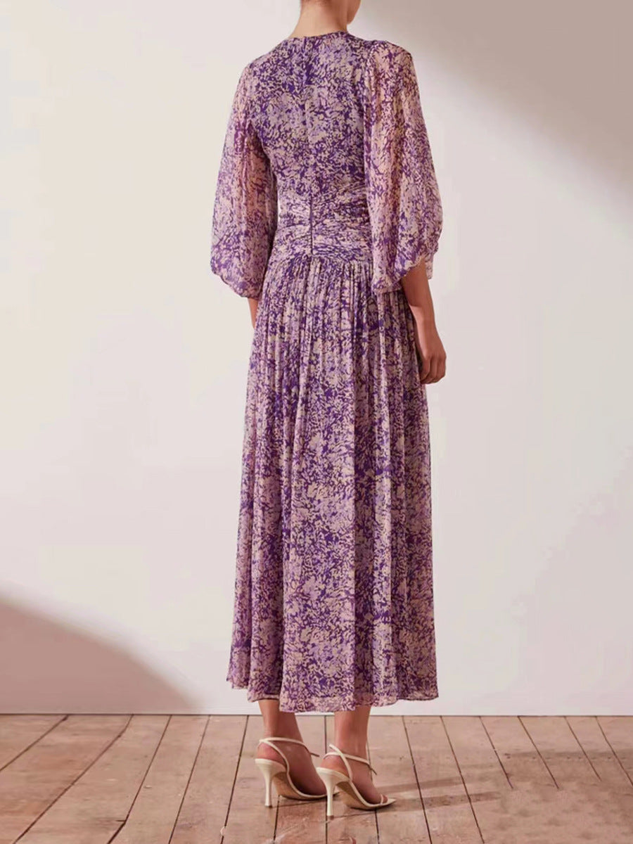 Robe de vacances plissée en bord de mer pour femmes, robes violettes élégantes à la mode