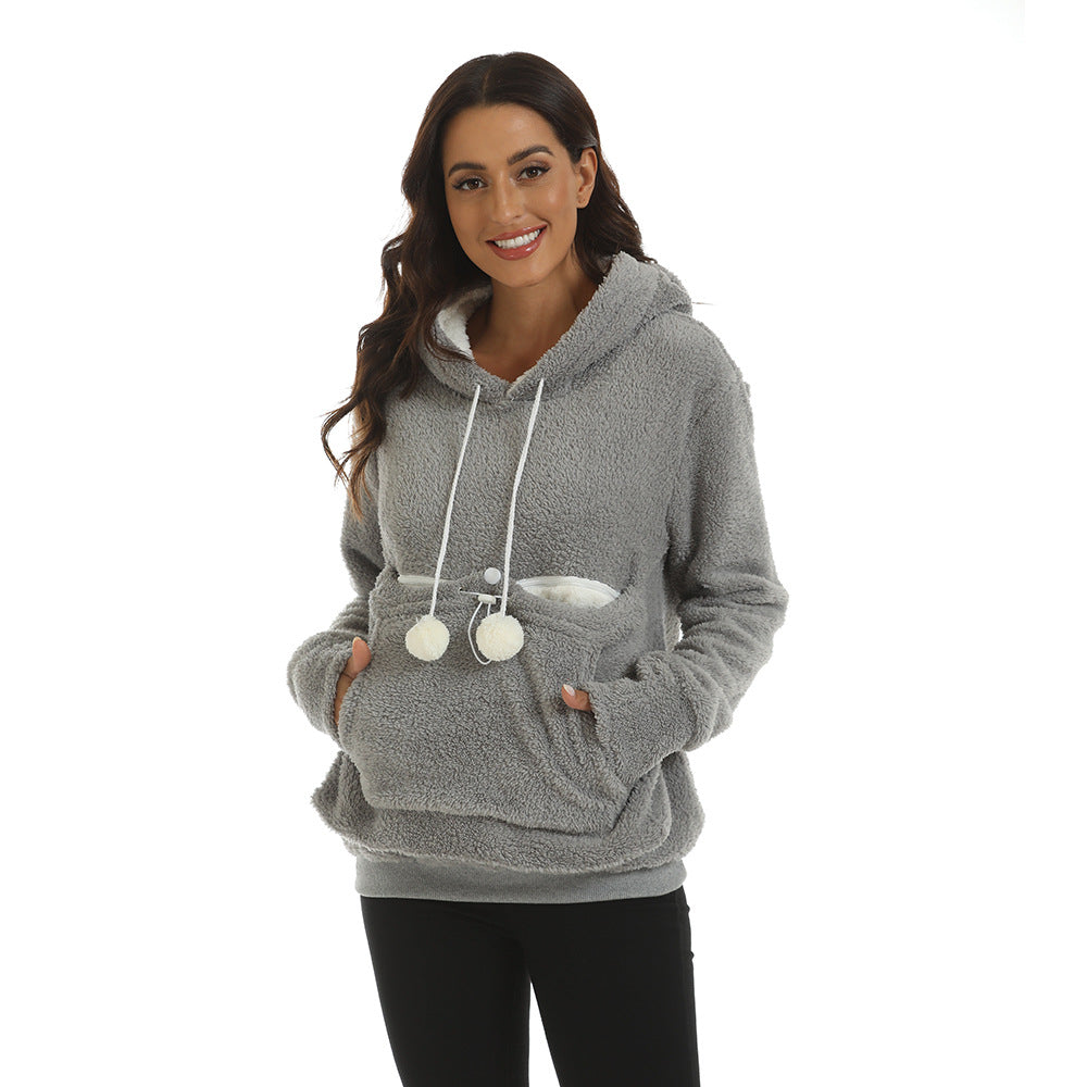 Big Pocket Hoodie Thickened Solid Color Sweaters