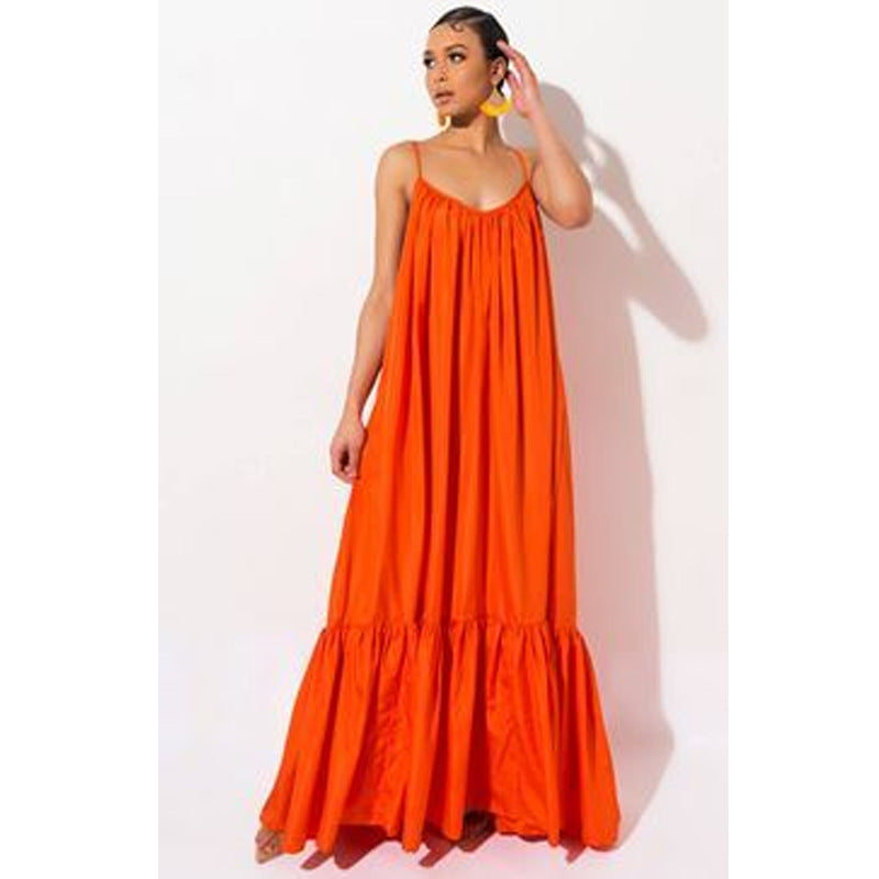 Damen-Strandkleid, sexy Spaghettiträger, ärmellos, solide Kleider