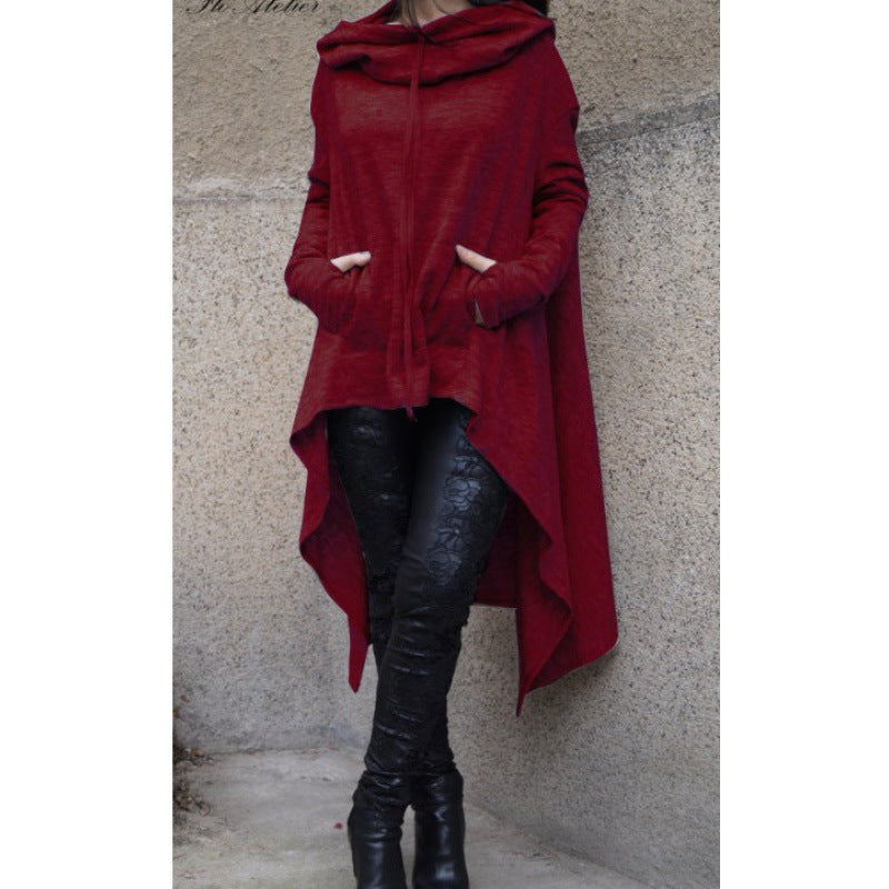 Innovative Solid Color Long Hooded Sleeve Sweaters