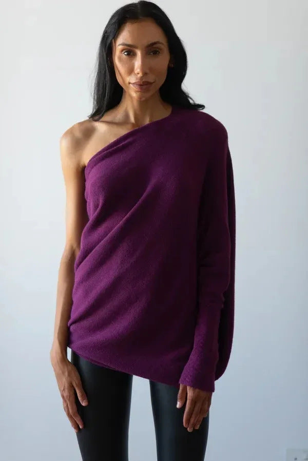 Solid Color Round Neck Long Sleeve Sweaters