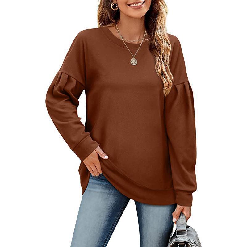 Women's Solid Color Hoodie Round Neck Stitching Sweaters