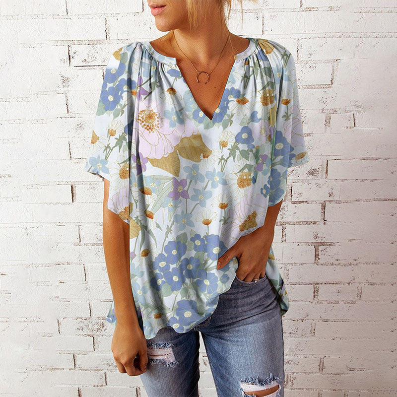 Women's Casual Stylish Three-dimensional Printing Sleeve Blouses