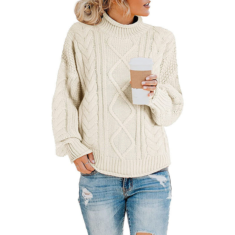 Women's Versatile Thick Thread Turtleneck Pullover Sweaters