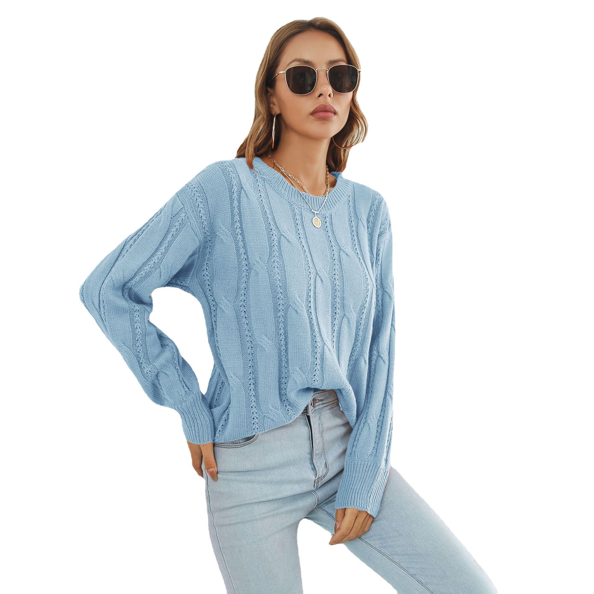 Women's Twist Hollow Out Loose Long Sleeve Sweaters