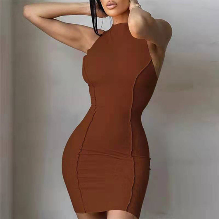 Women's Summer Round Neck Sleeveless Solid Color Fashion Dresses