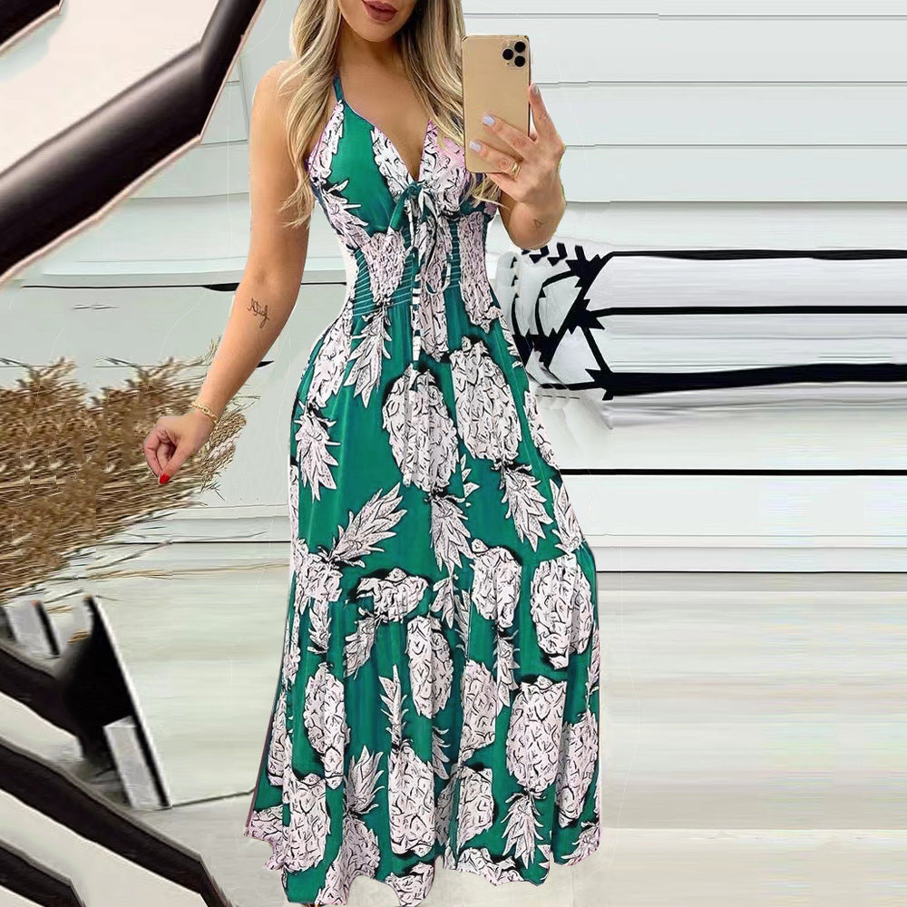 Women's Halter Tube High Waist Print Long Dresses