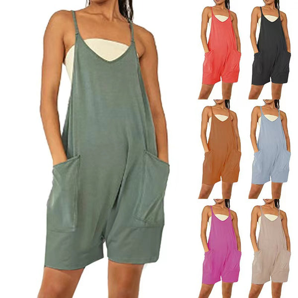 Women's Comfortable Creative Zipper Pocket Bib Jumpsuits