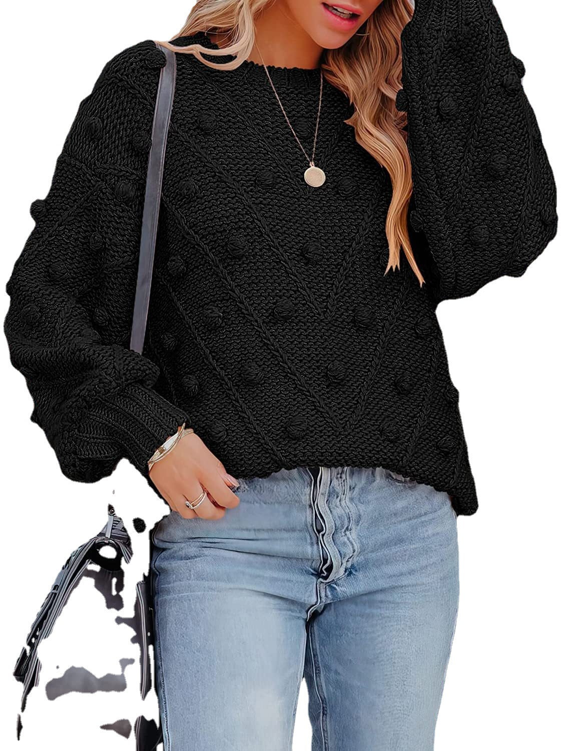 Women's Wool Loose Long Sleeve Pullover Sweaters