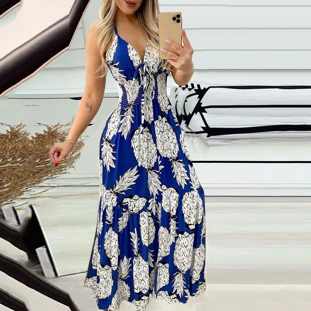 Women's Halter Tube High Waist Print Long Dresses