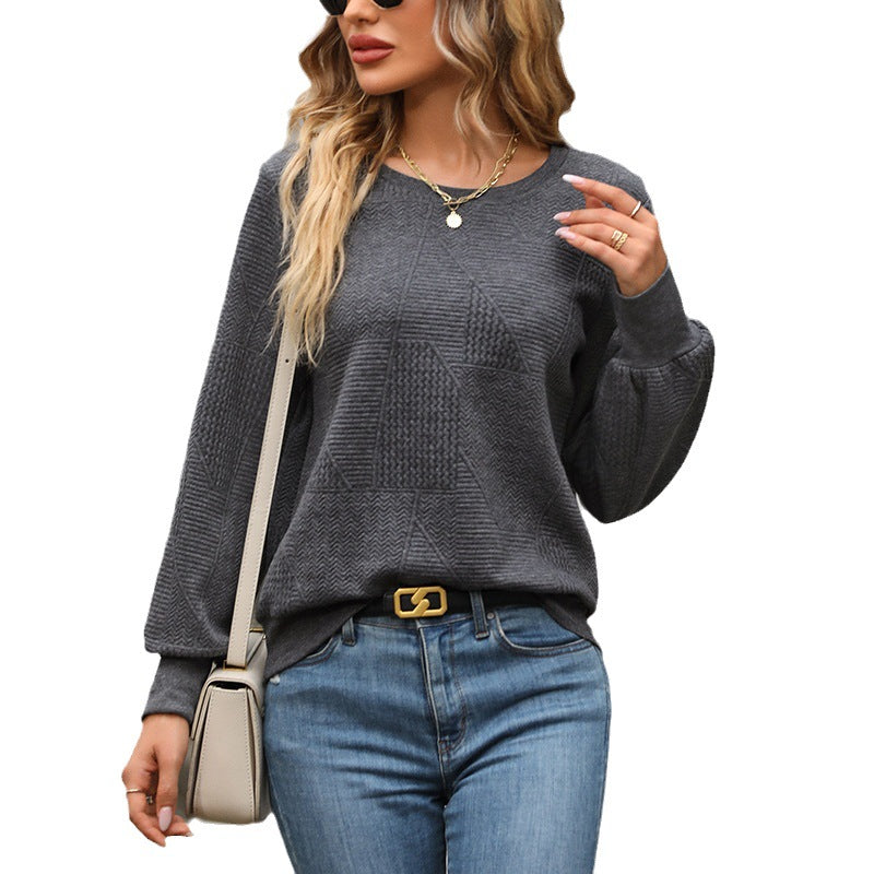 Women's Autumn Solid Color Long Sleeve Texture Sweaters