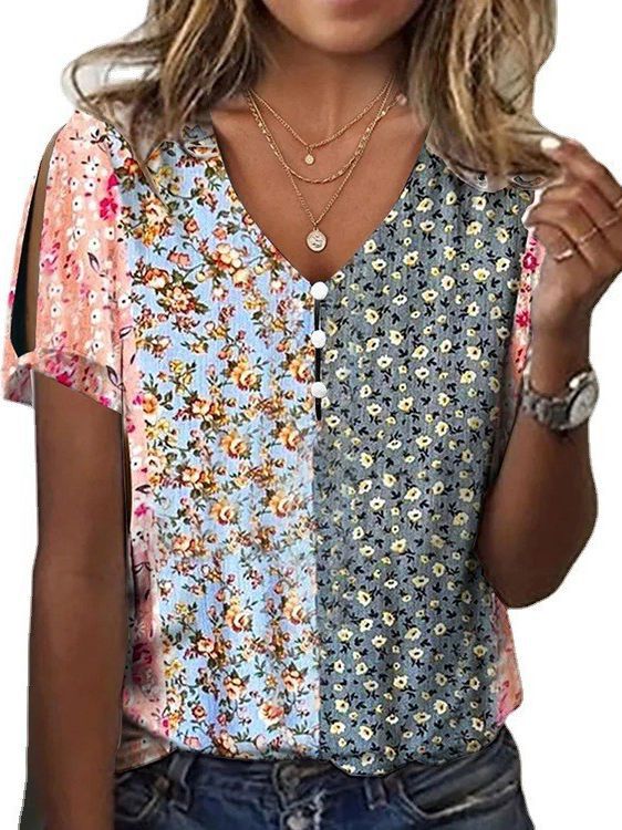 Women's Casual Sleeve Conventional Pullover Digital Printing Blouses