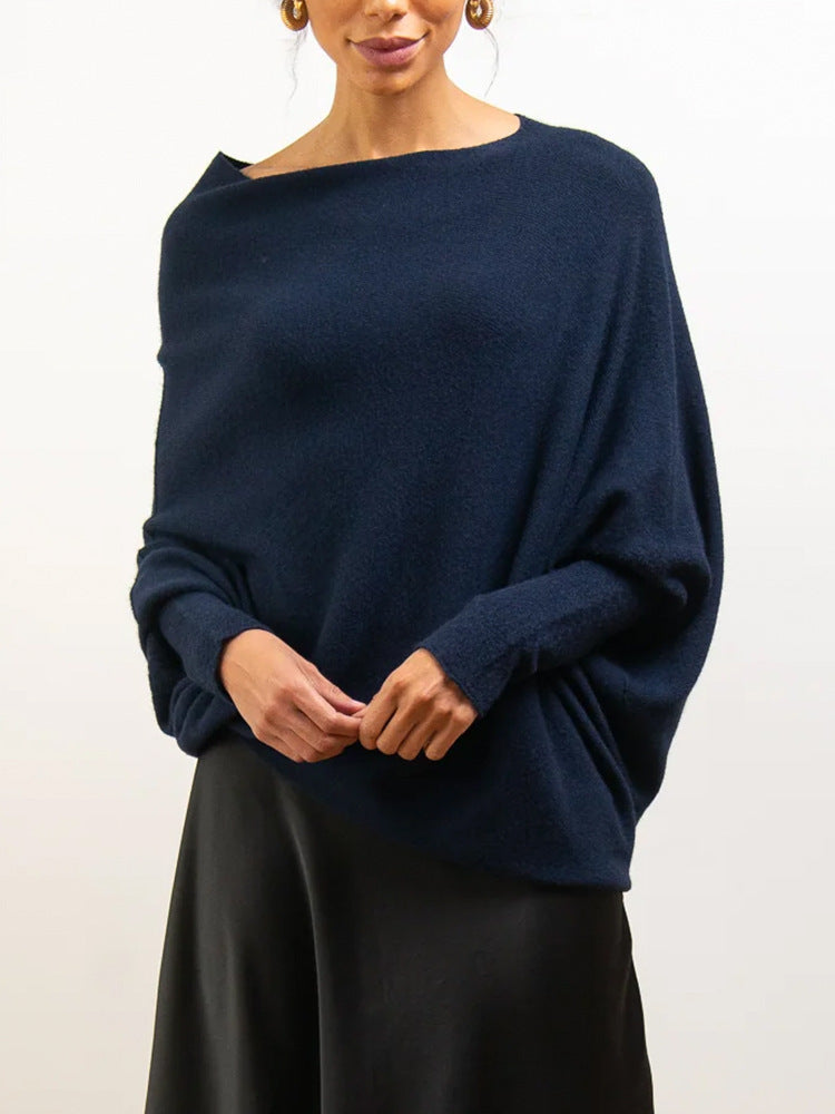 Solid Color Round Neck Long Sleeve Sweaters