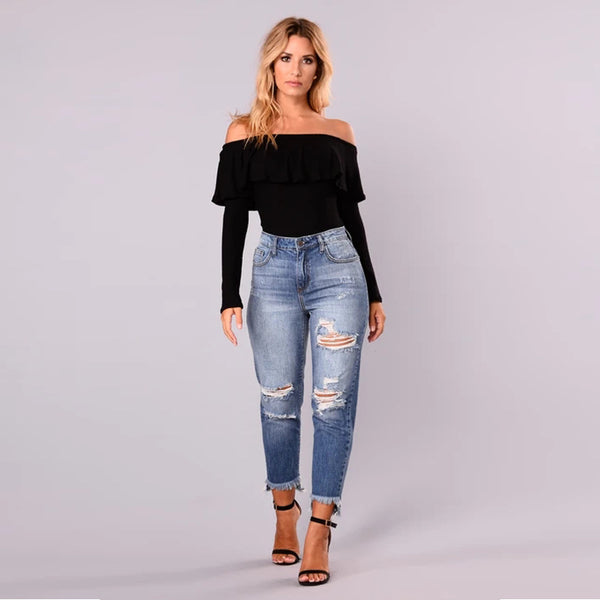 Attraktive vielseitige unregelmäßige Herbstmode-Jeans für Damen