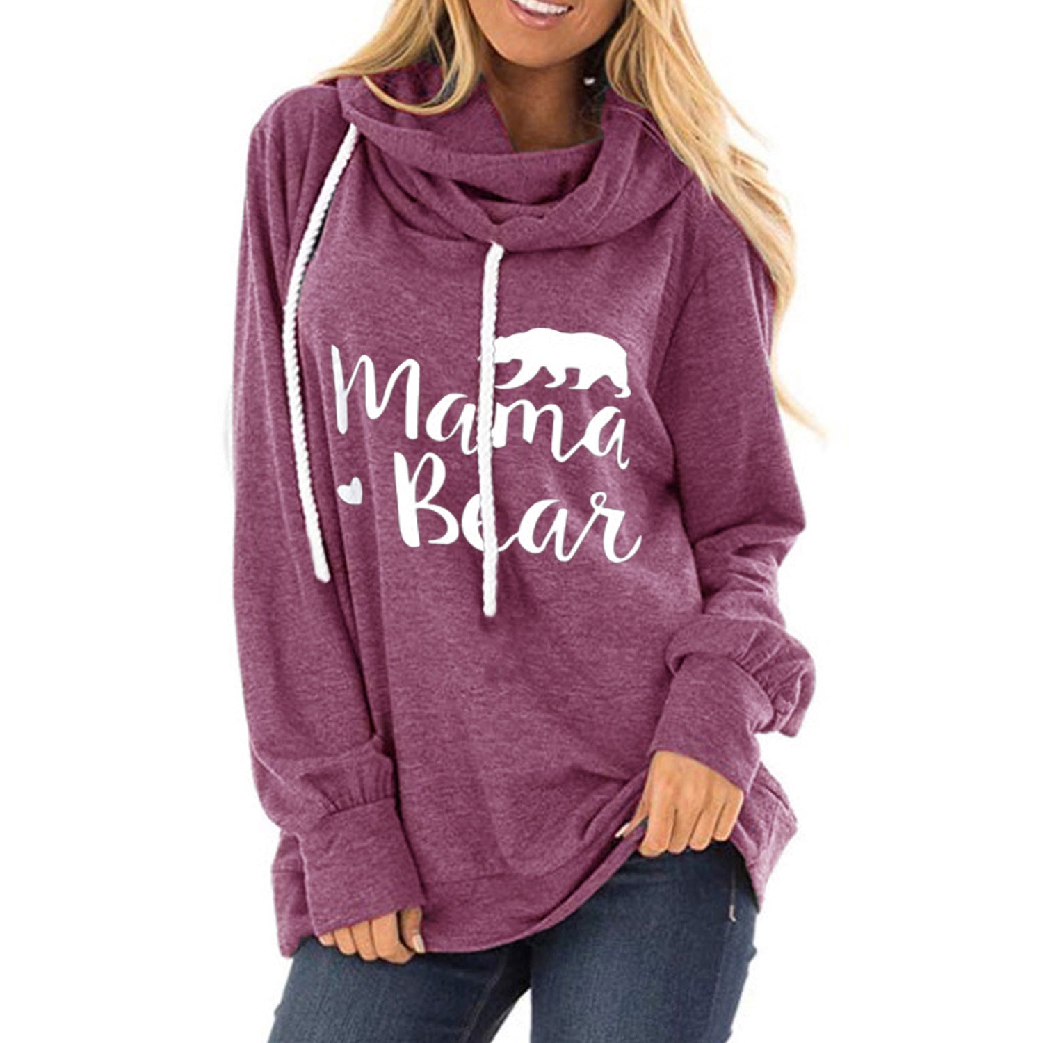 Women's Loose Drawstring Hooded Fashion Printed Long Sweaters