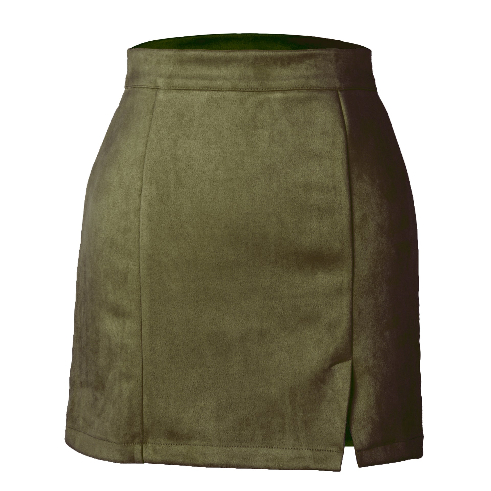 Women's Suede Hip High Waist Zipper Solid Skirts