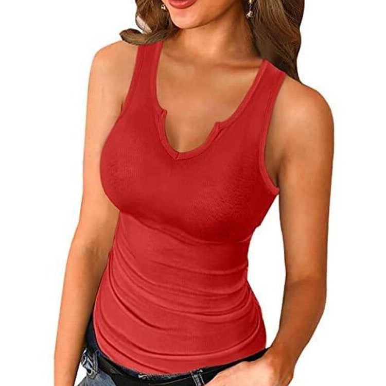 Women's Summer Solid Color Sexy Round Neck Tops