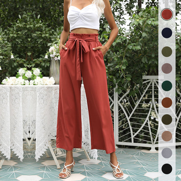 Children's High-waisted Trousers Solid Color Ankle-length Bell-bottoms Pants