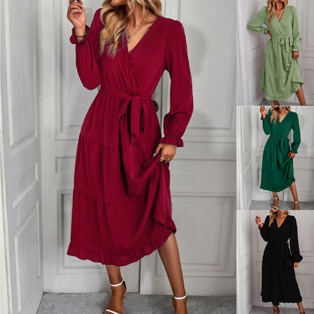 Robes décontractées à ourlet large de couleur unie pour femmes