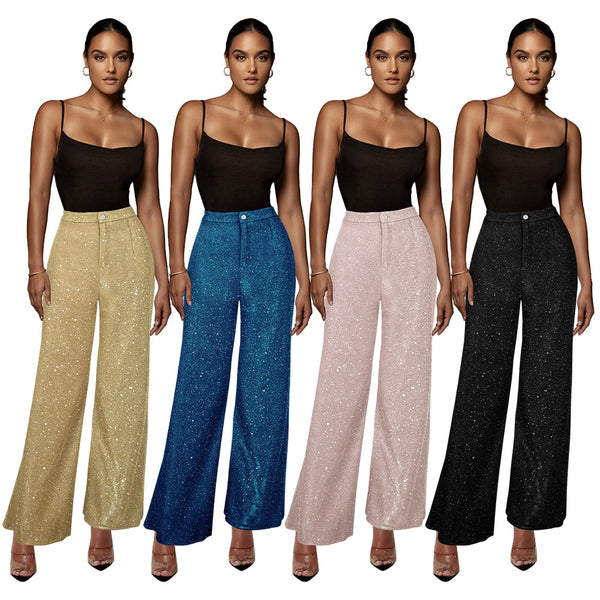 Women's Sequined Party High Waist Retro Wide Pants